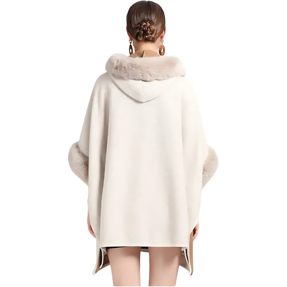 Cape poncho à capuche hiver chaud femme