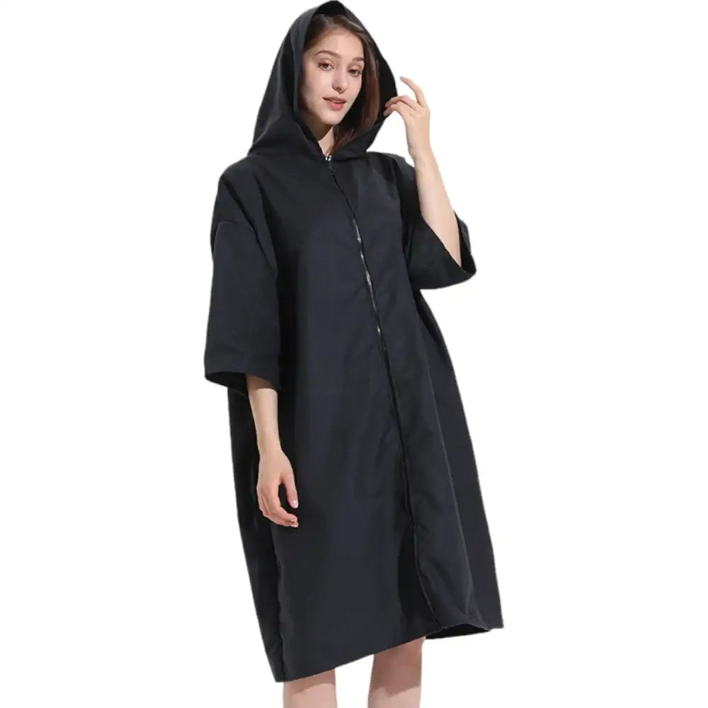 Poncho bain femme noir