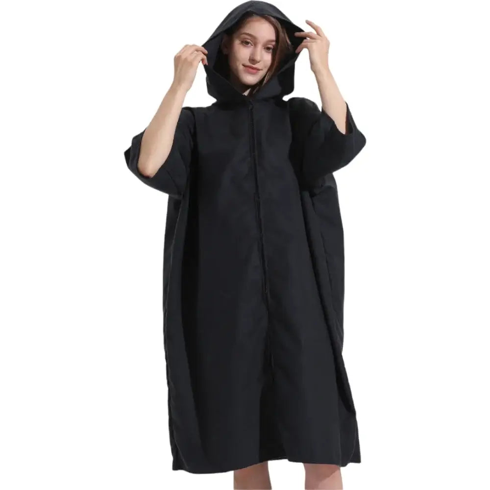 Poncho bain femme noir