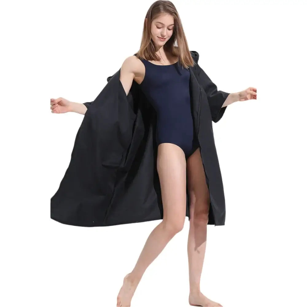 Poncho bain femme noir