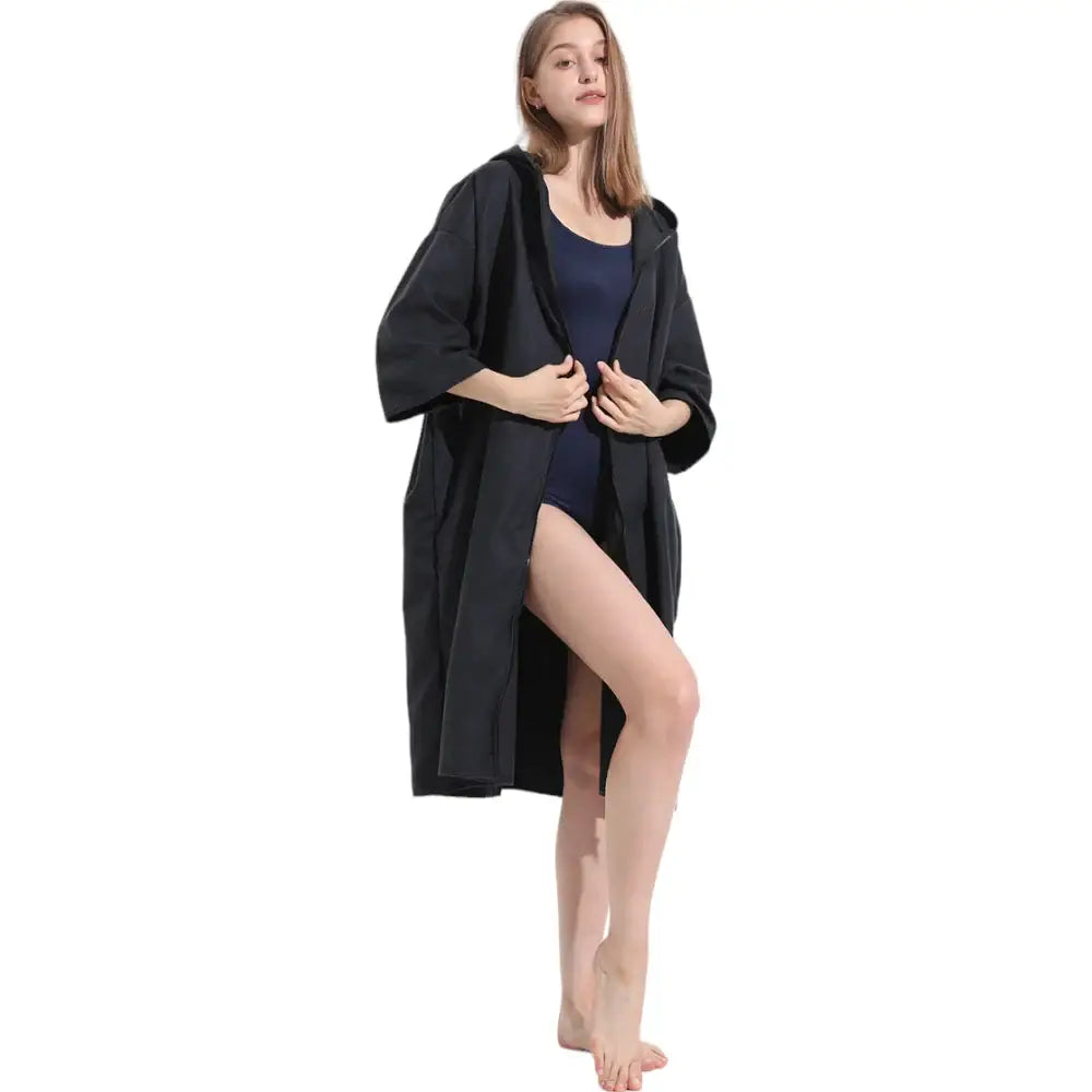 Poncho bain femme noir