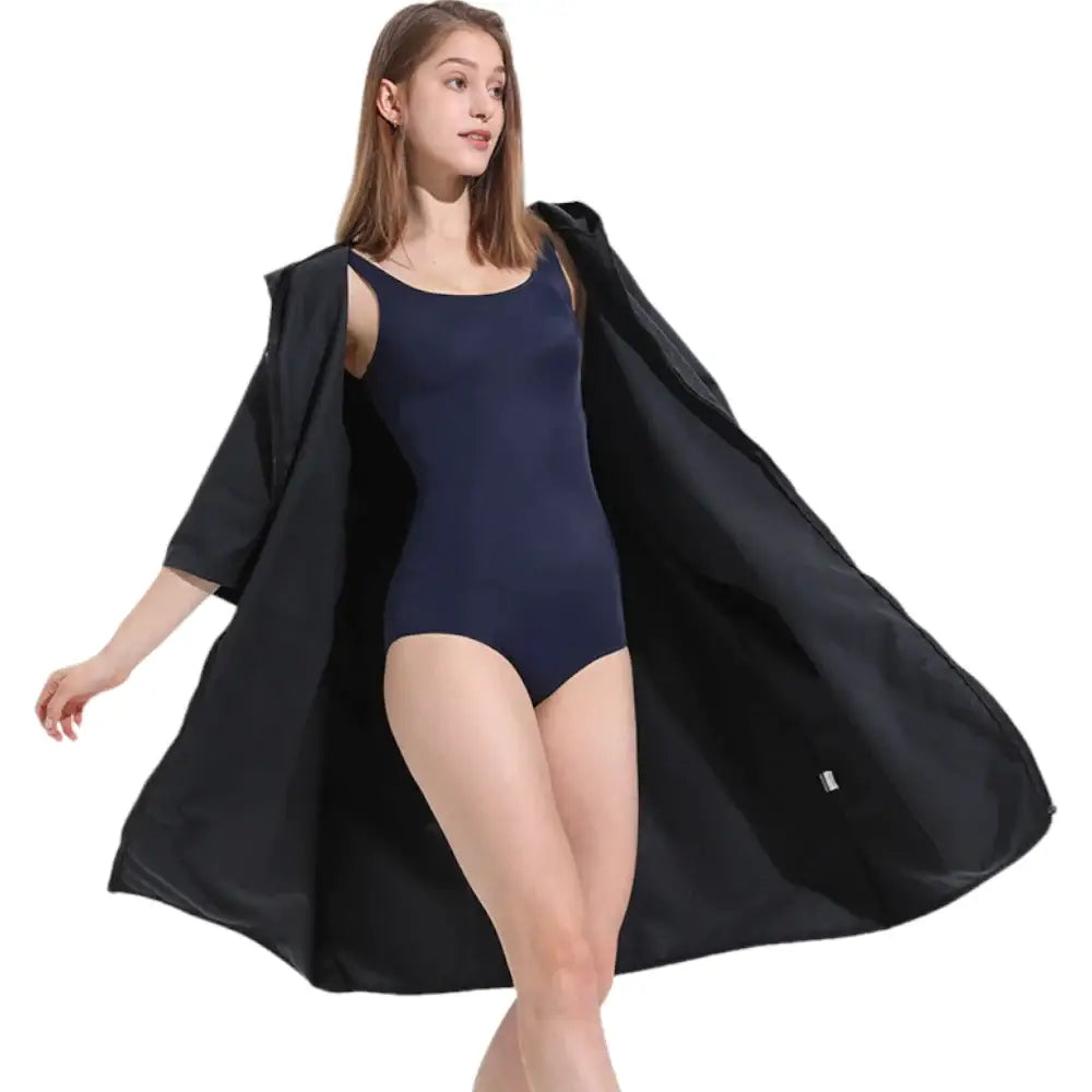 Poncho bain femme noir