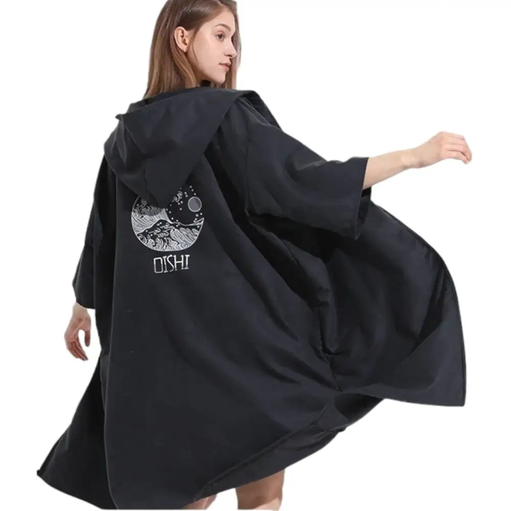 Poncho bain femme noir