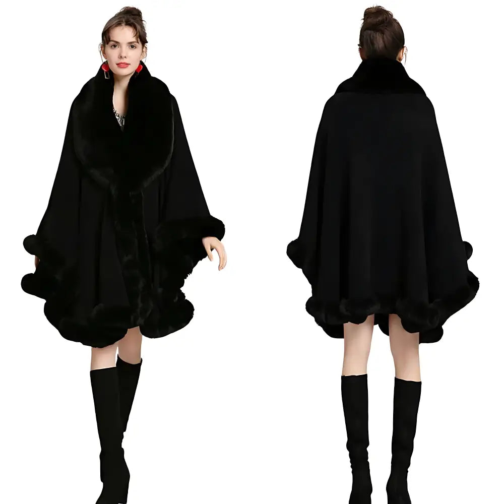 Poncho cape noir femme