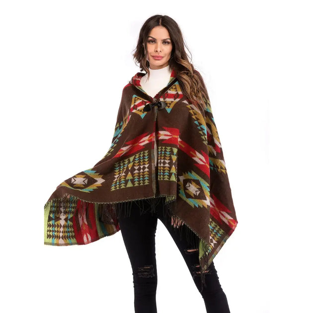 Poncho Femme Polaire Plaid Châle Cape Chaud Hiver Avec Boutons - Couverture Carreaux Deux Tailles