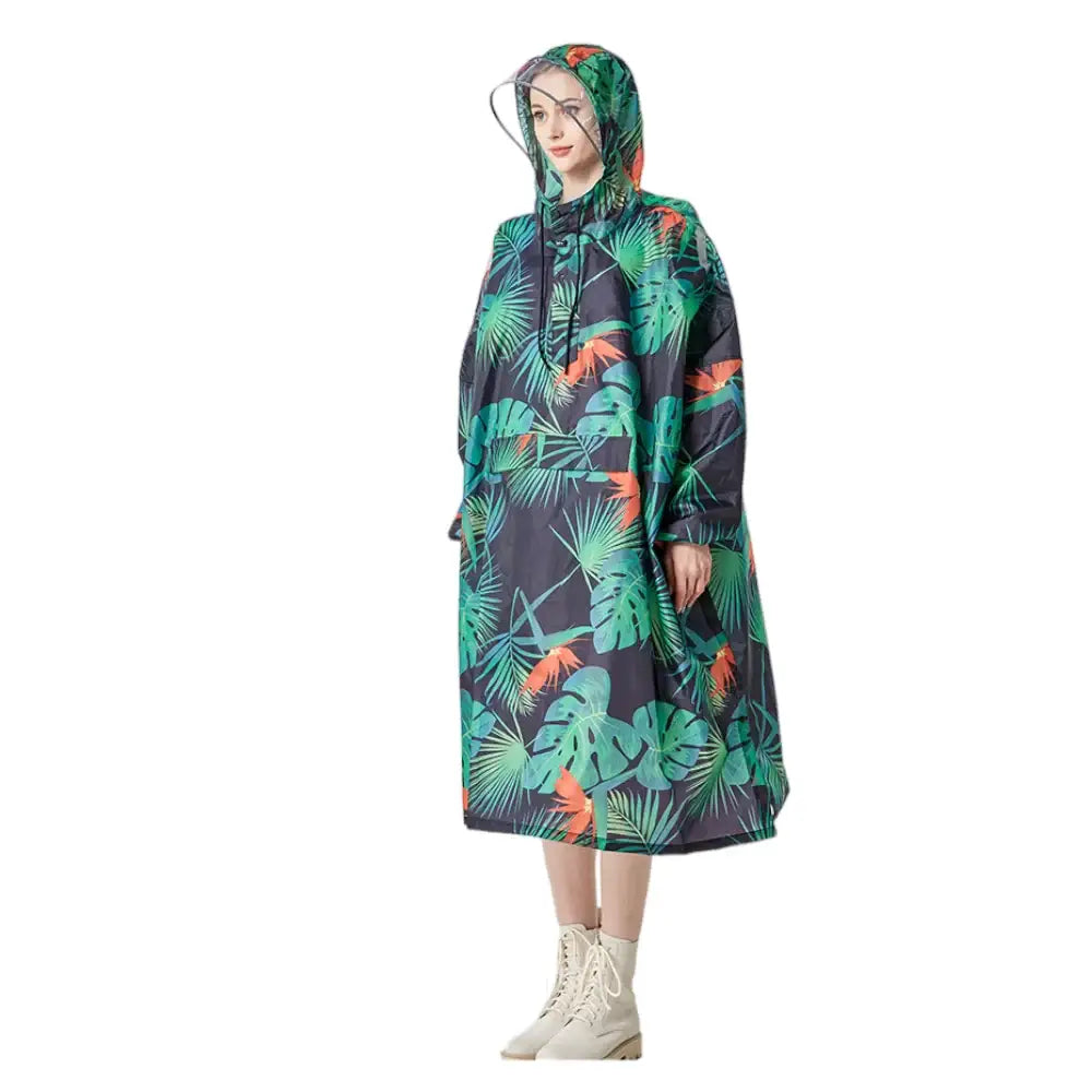 Poncho de pluie a capuche femme