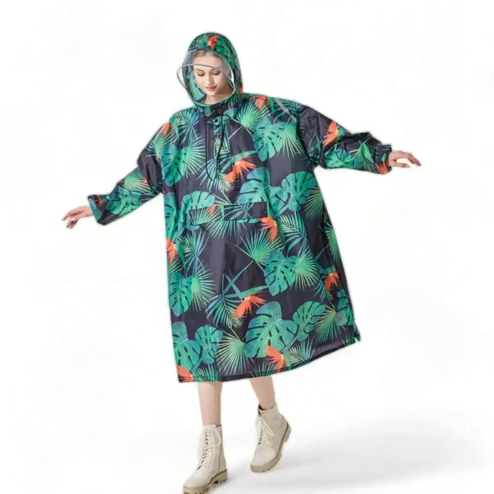 Poncho de pluie a capuche femme