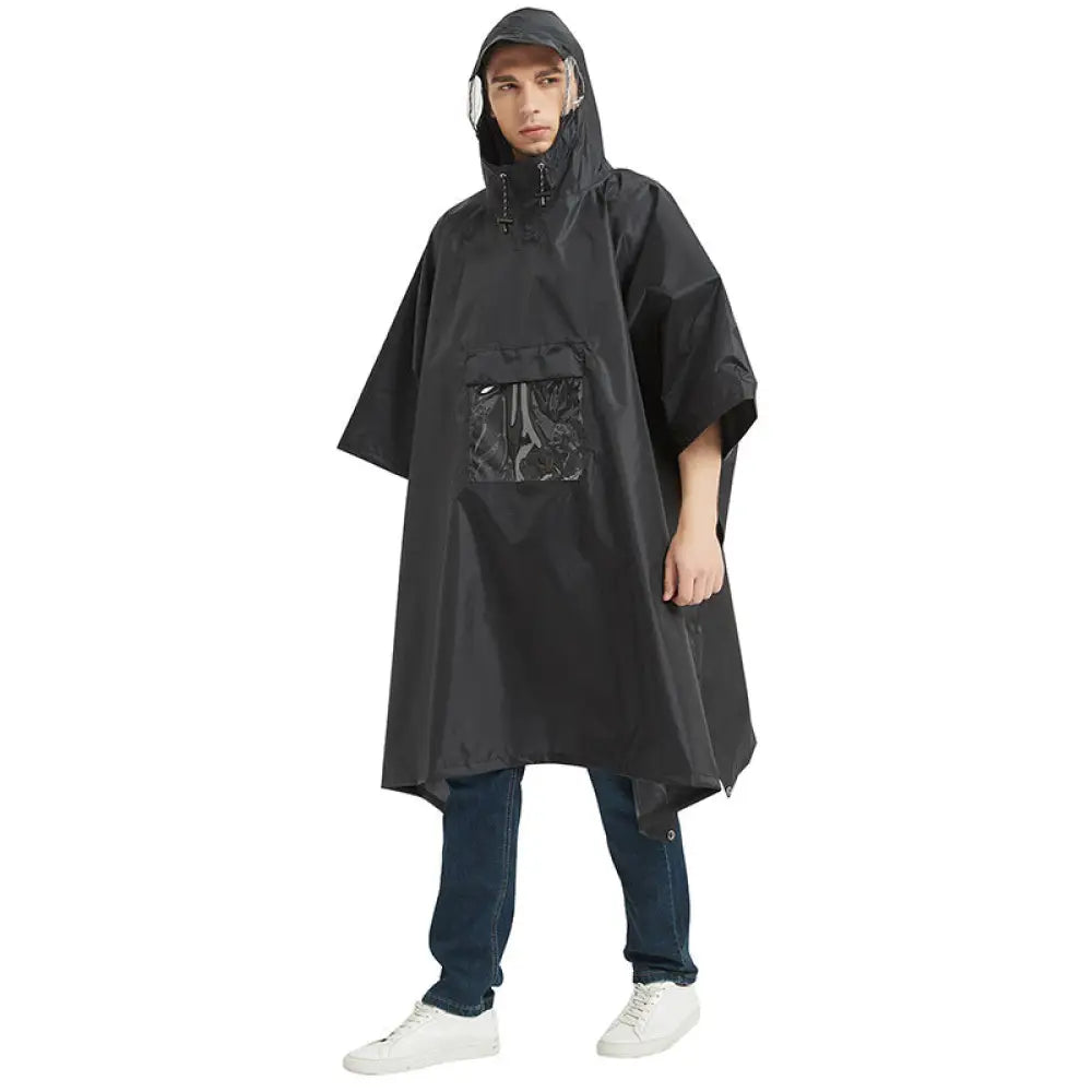 Poncho de pluie noir pour hommes