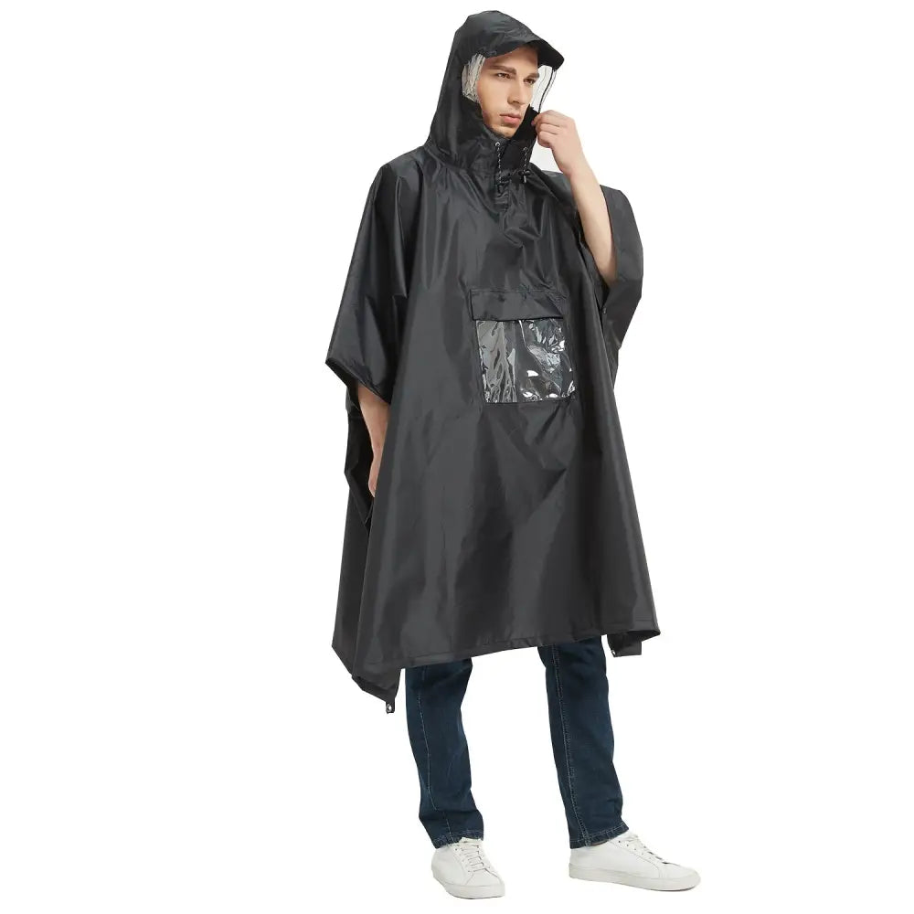 Poncho de pluie noir pour hommes