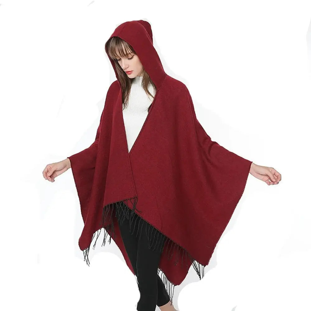 Poncho femme capuche