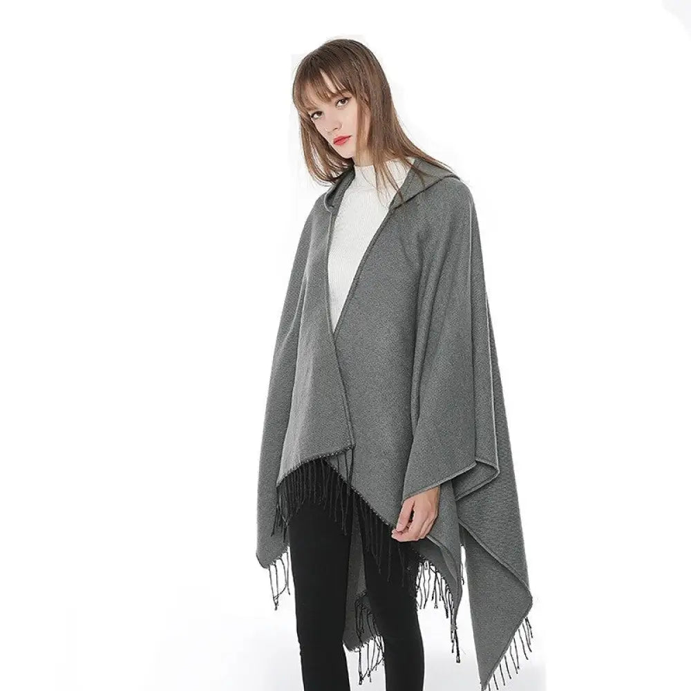 Poncho femme capuche