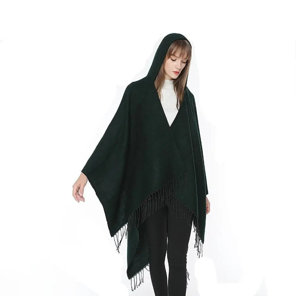 Poncho femme capuche
