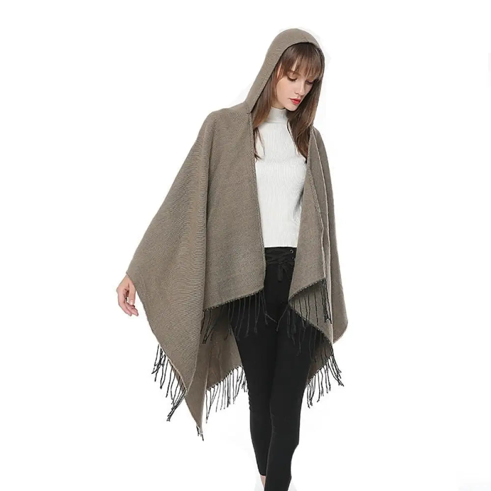 Poncho femme capuche