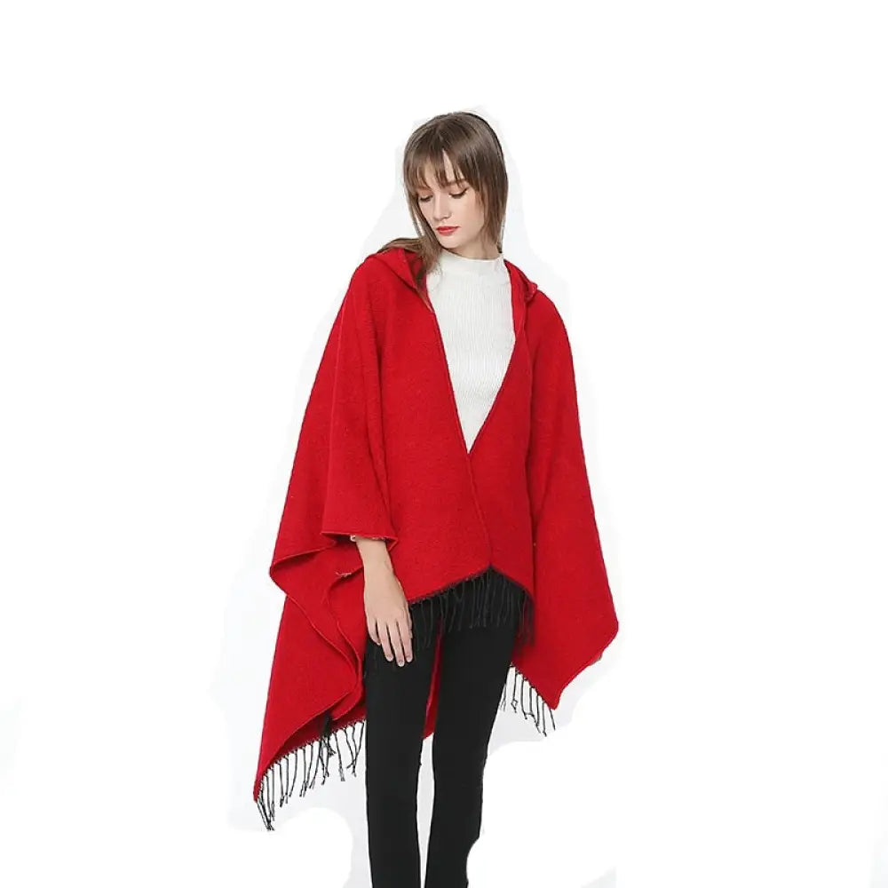 Poncho femme capuche