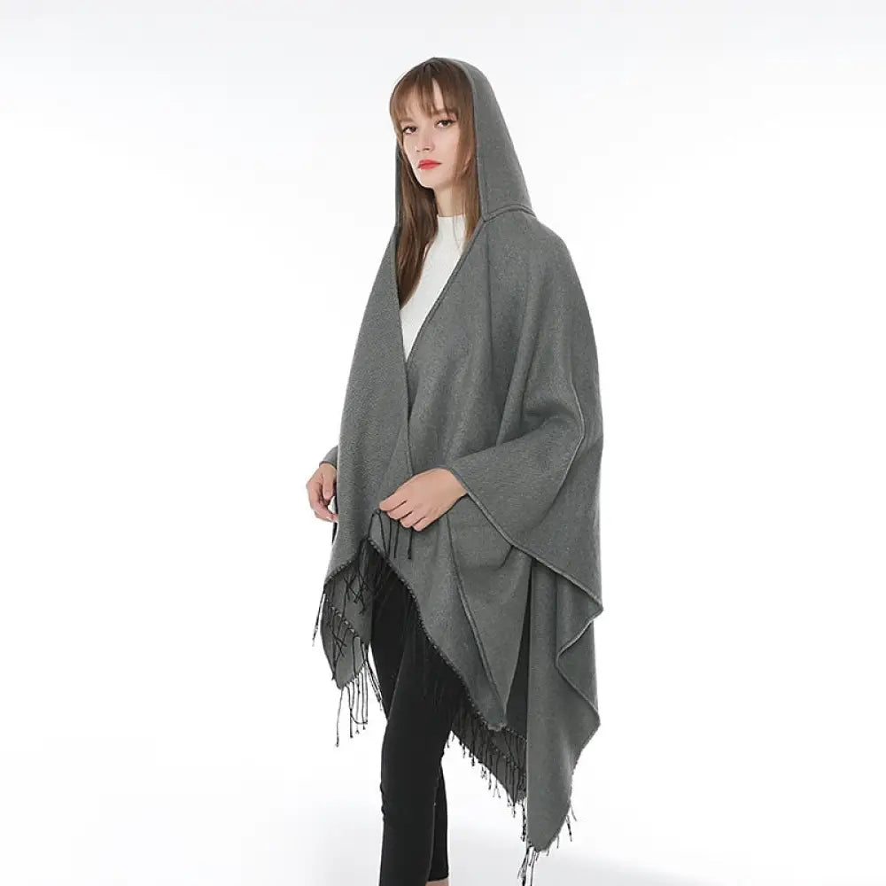 Poncho femme capuche