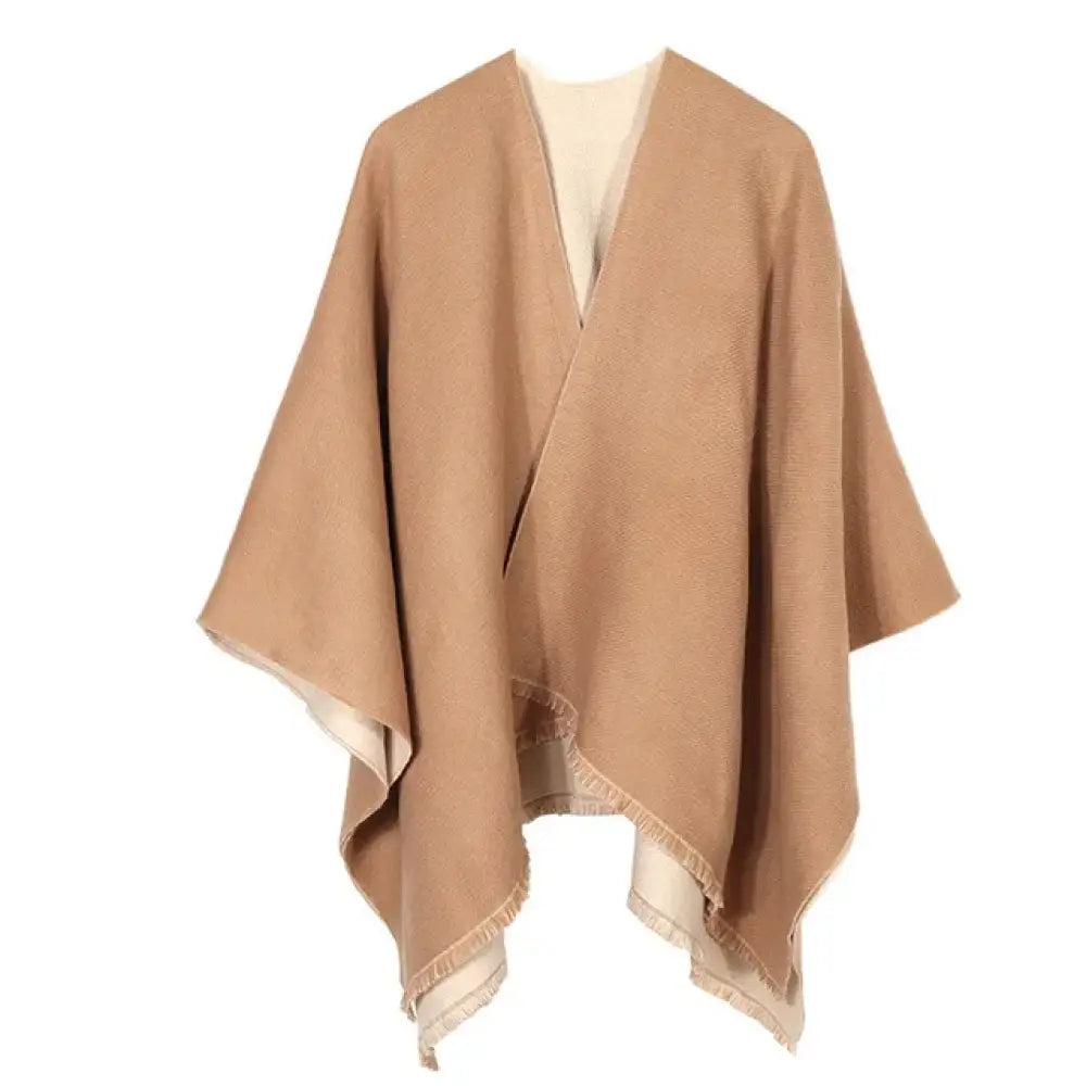 Poncho femme col v