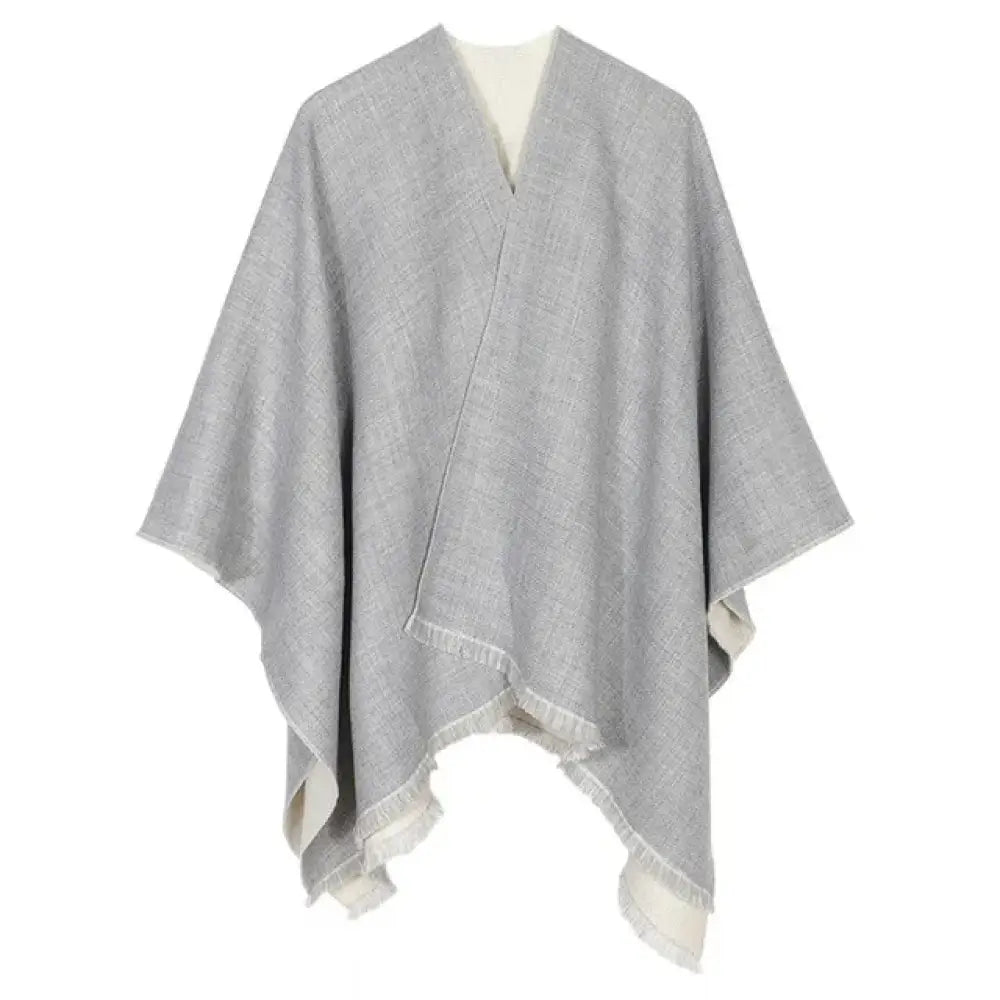 Poncho femme col v