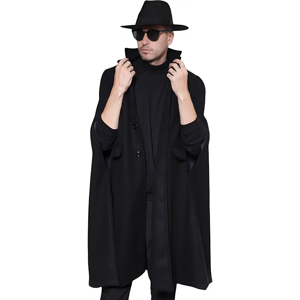 Poncho homme laine noir