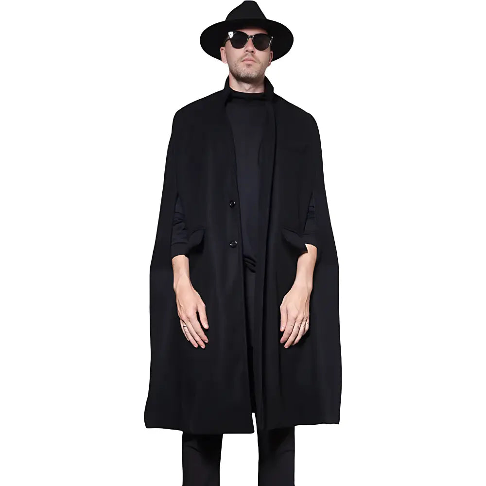 Poncho homme laine noir
