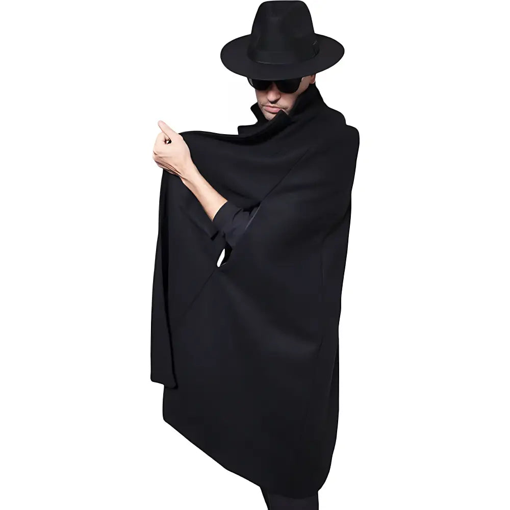 Poncho homme laine noir