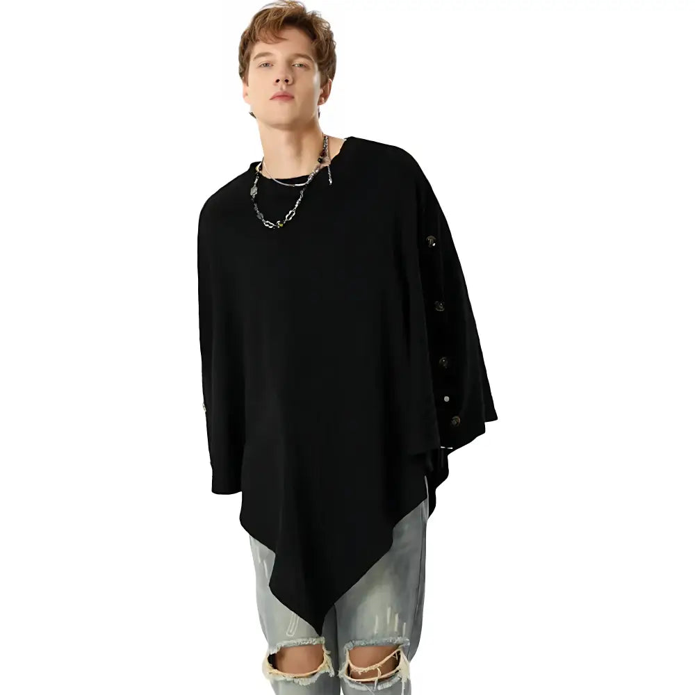 Poncho noir homme