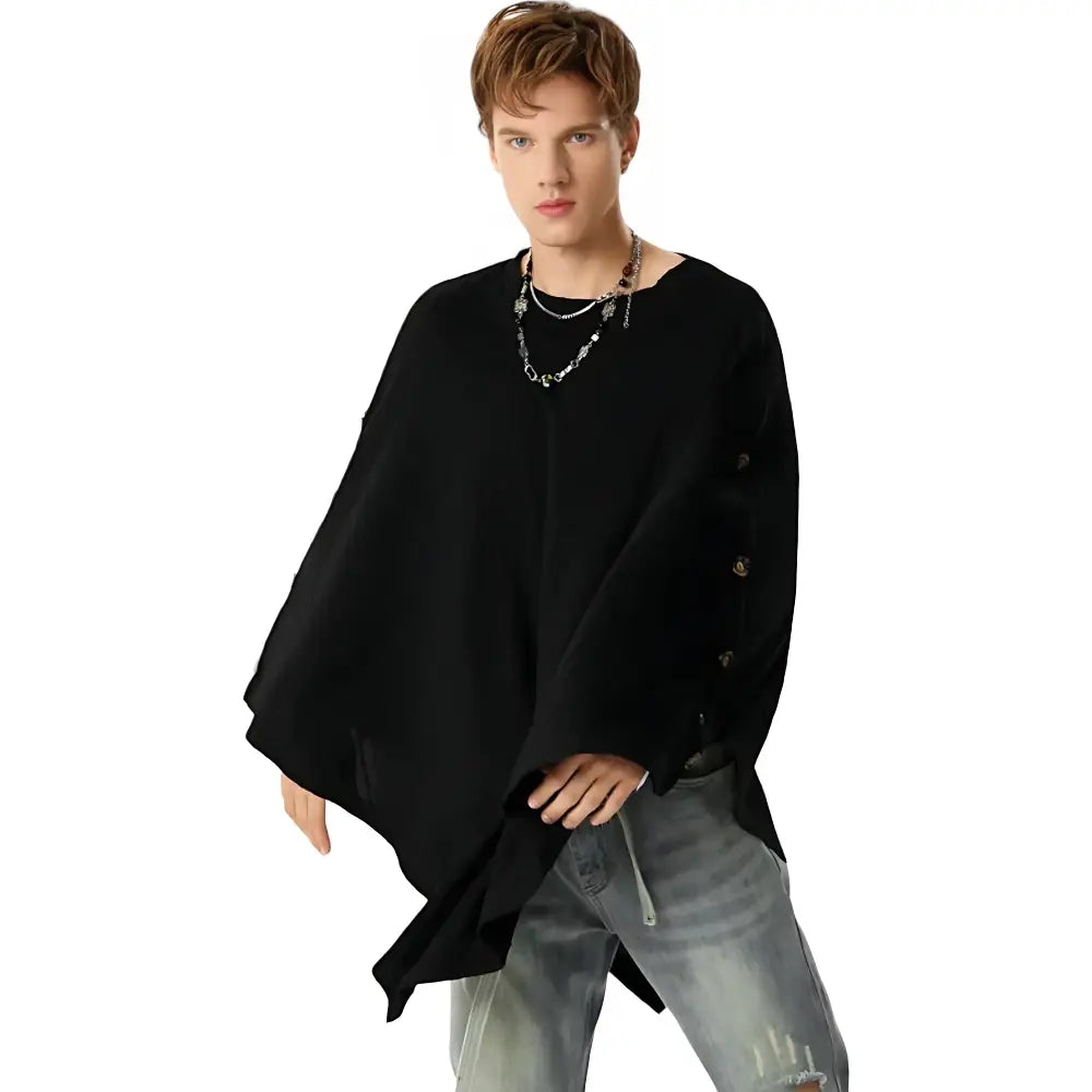 Poncho noir homme