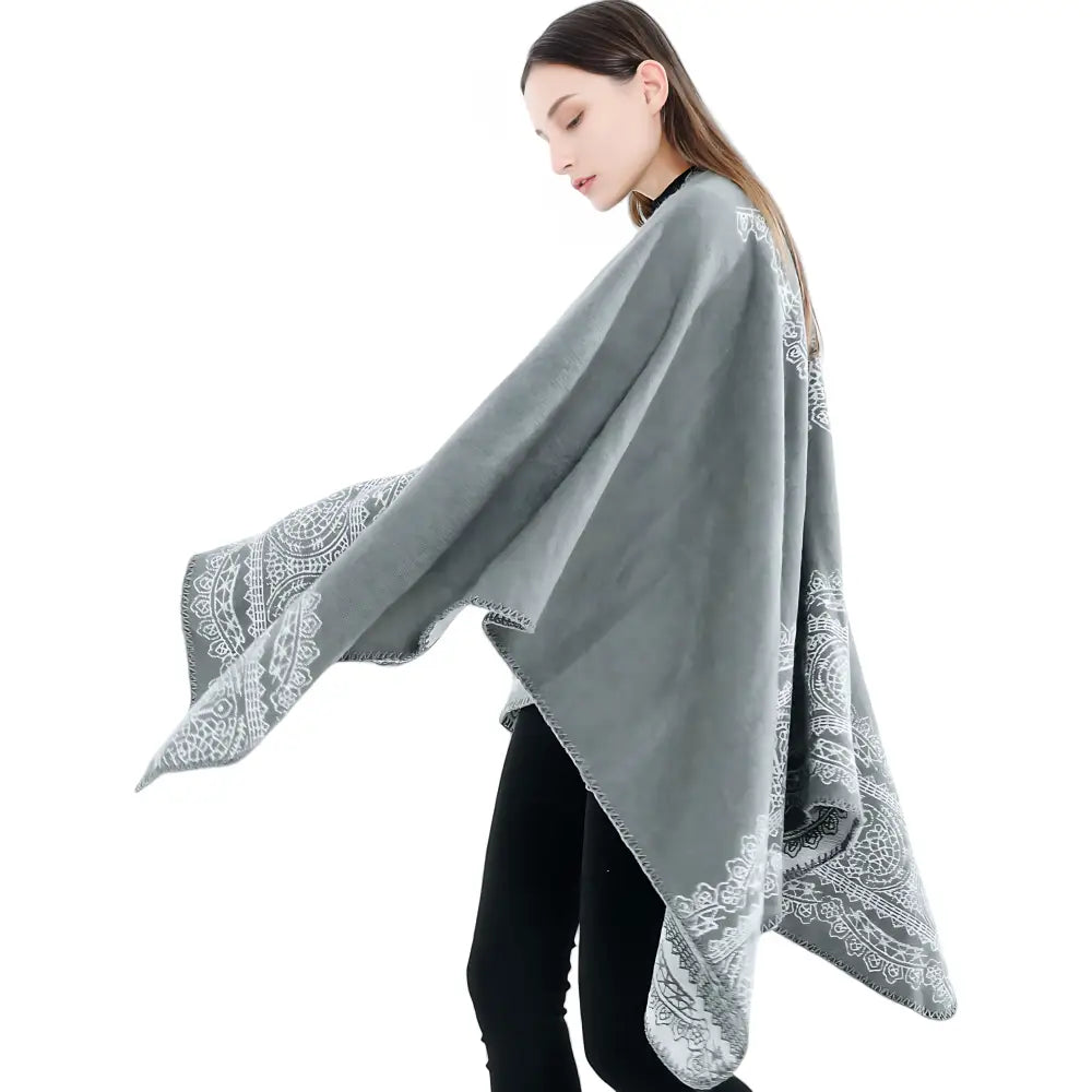 Poncho Polaire Femme Avec Motif