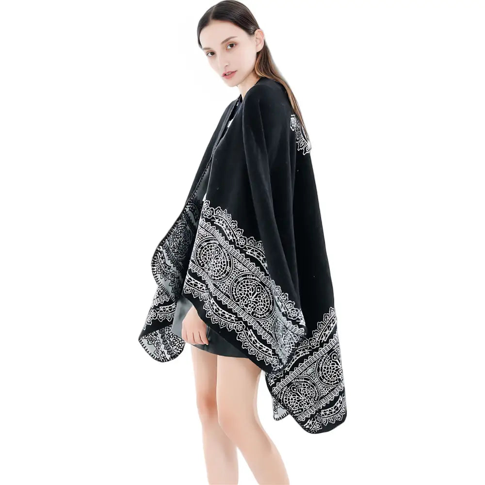 Poncho Polaire Femme Avec Motif