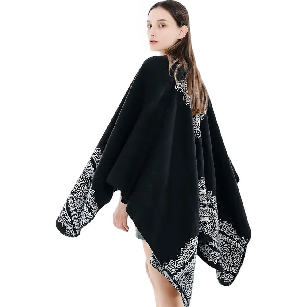 Poncho Polaire Femme Avec Motif