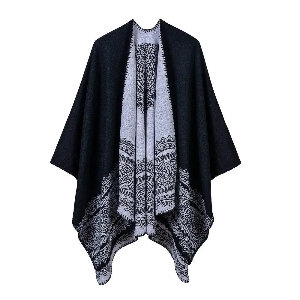 Poncho Polaire Femme Avec Motif