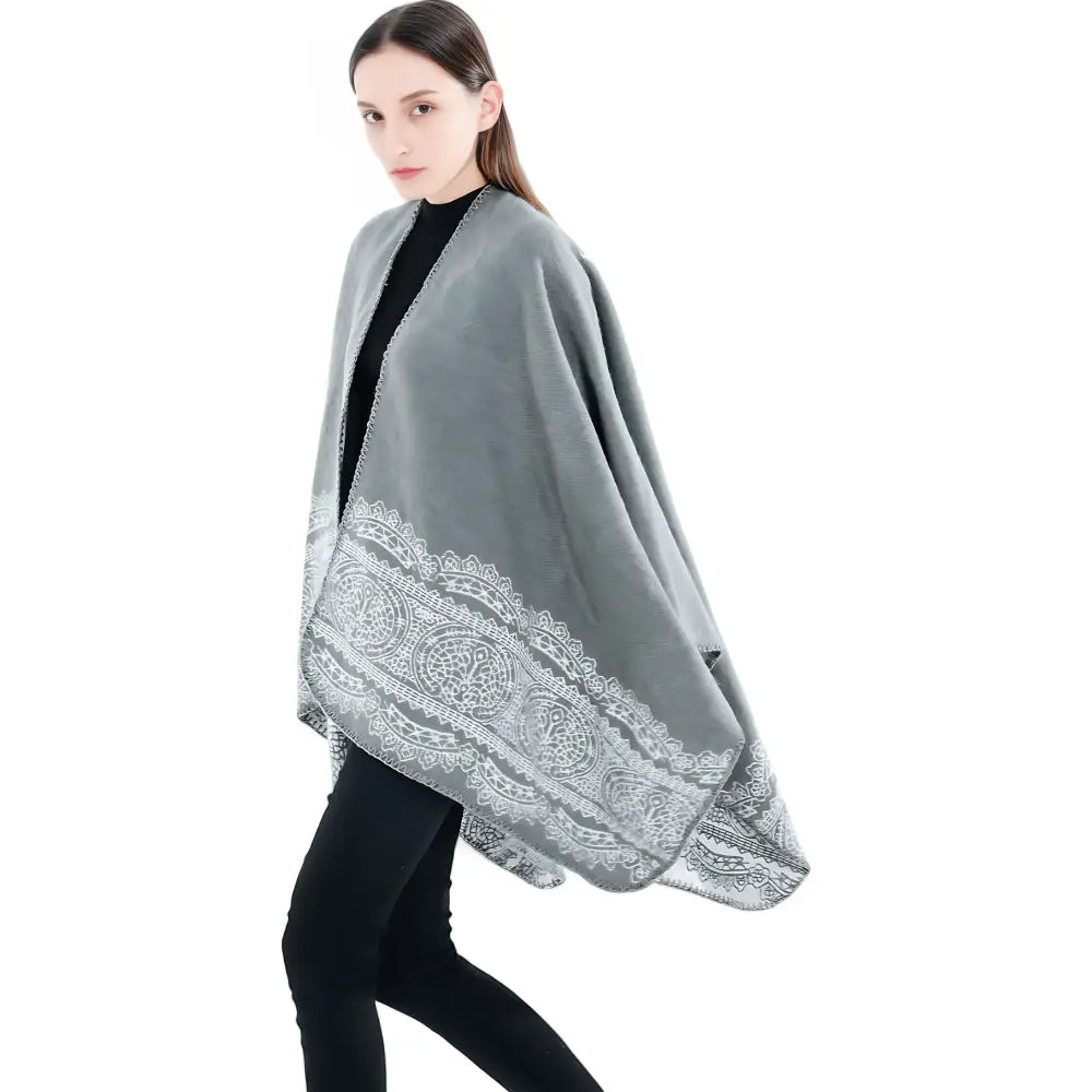Poncho Polaire Femme Avec Motif