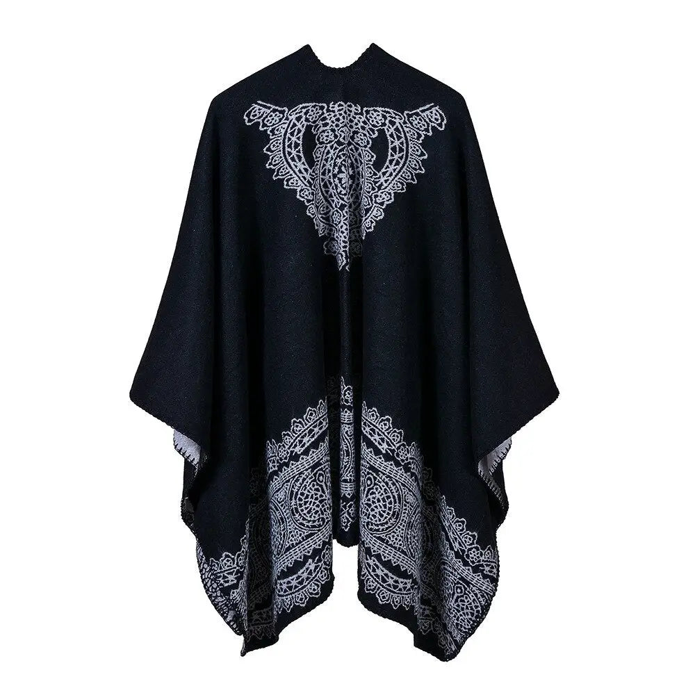 Poncho Polaire Femme Avec Motif