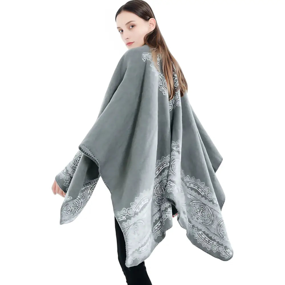 Poncho Polaire Femme Avec Motif