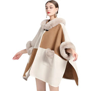 Poncho Femme à Manches Chauve-souris – Manteau Court D’hiver En Laine Et Polyester – Style Cape Décontractée