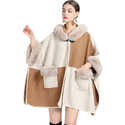 Poncho Cape Femme Hiver - Chaud, élégant Avec Boutons - Tissu Fausse Fourrure Et Daim - Taille Unique Couvrant S à XL - 3