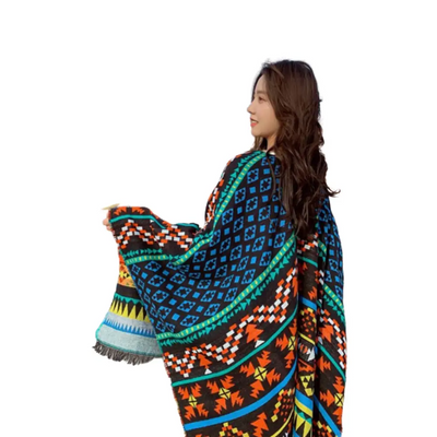 Cape poncho femme bleu marine