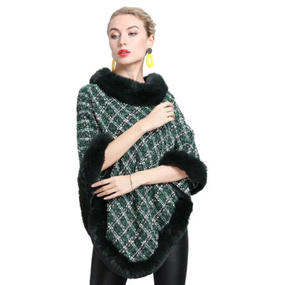 Cape poncho femme fourrure