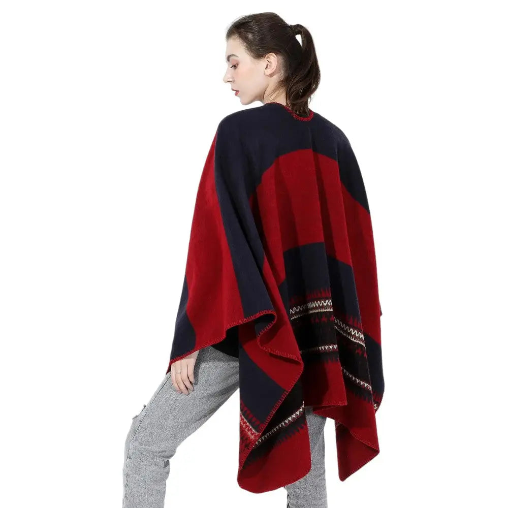 Écharpe Poncho Polaire Femme – Avec Poche Intégrée – Châle Épais Et Chaud Pour Maison, Voyage, Camping