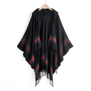 Plaid poncho femme