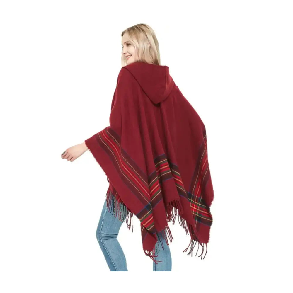 Plaid poncho femme