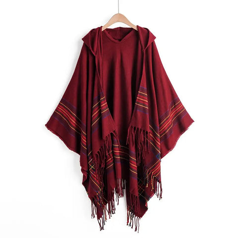 Plaid poncho femme