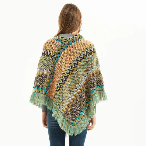 Poncho a frange femme