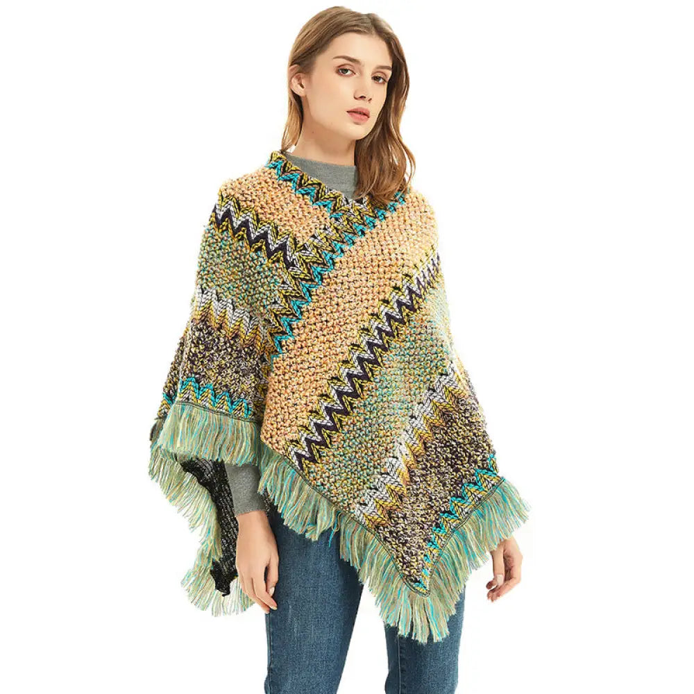 Poncho a frange femme