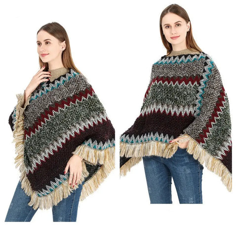 Poncho a frange femme