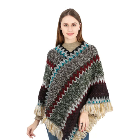 Poncho a frange femme