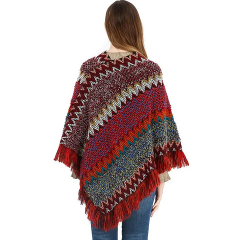 Poncho a frange femme