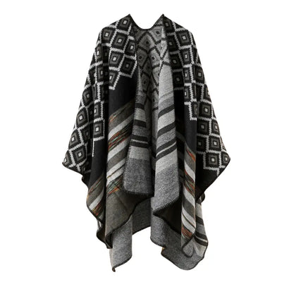 Poncho cachemire noir femme