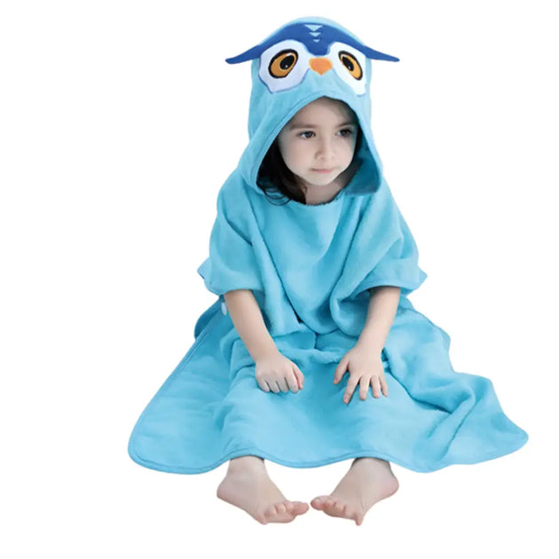 Poncho De Bain Enfant - Cape Serviette Microfibre 60x60 Cm - Absorbant Rapide, Séchage Rapide - Idéal Plage, Piscine 2-8 Ans - Modèle Dauphin