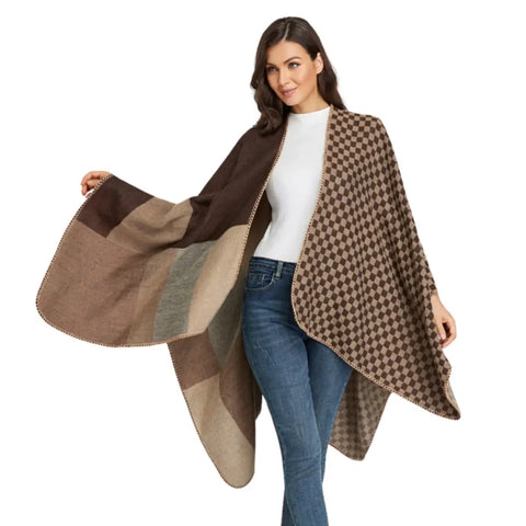 Poncho cape femme camel