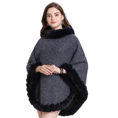 Poncho capuche femme hiver